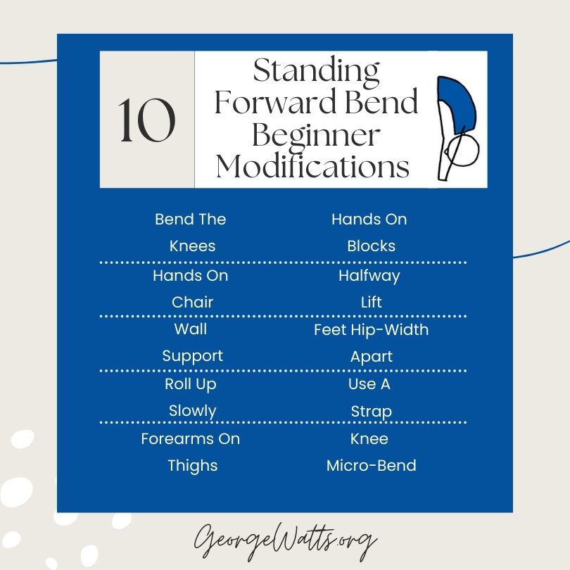 Standing Forward Bend Beginner Modifications Infographic