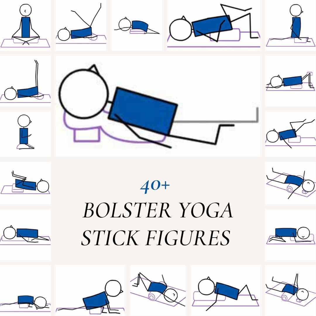 Bolster Yoga Stick Figures Blue
