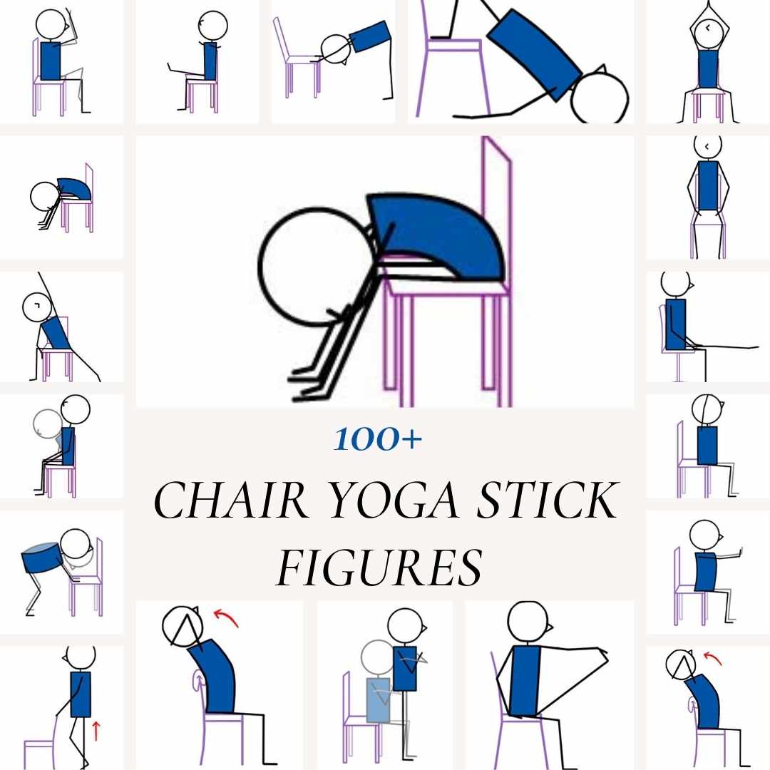 Chair Yoga Stick Figures Blue