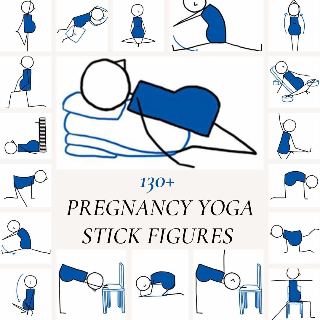 Pregnancy Prenatal Yoga Stick Figures