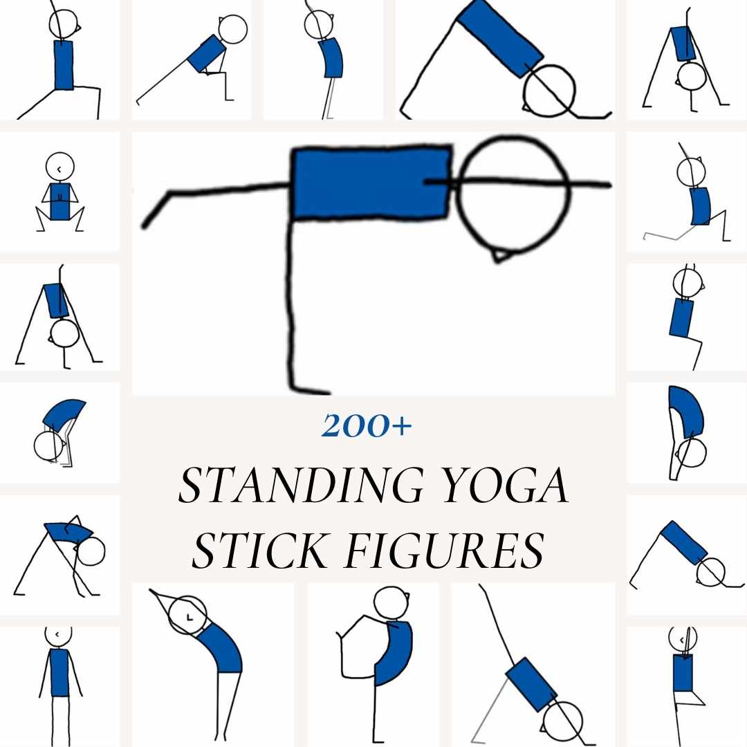 Standing Yoga Stick Figures Blue