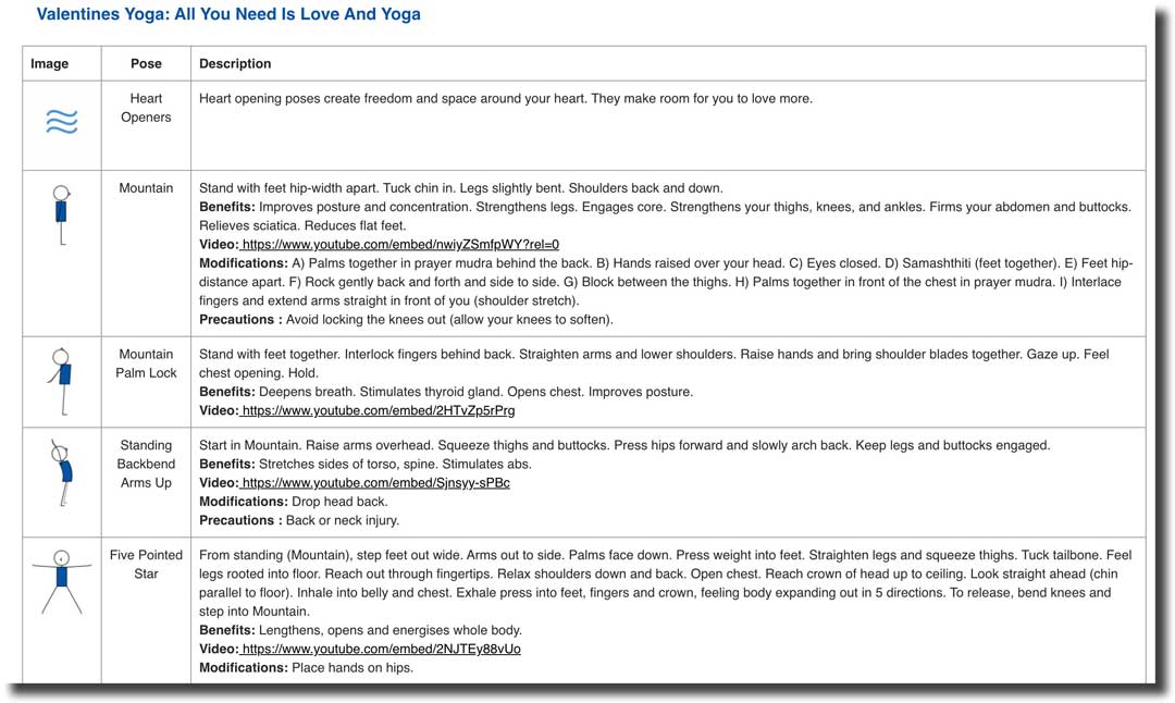 Valentines Yoga Lesson Plan Long Version