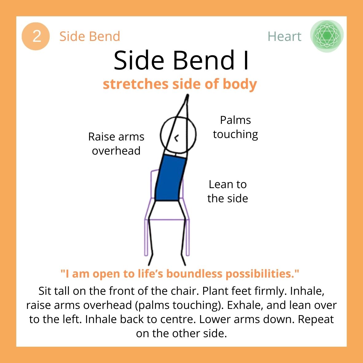 Chair yoga side bend illustration