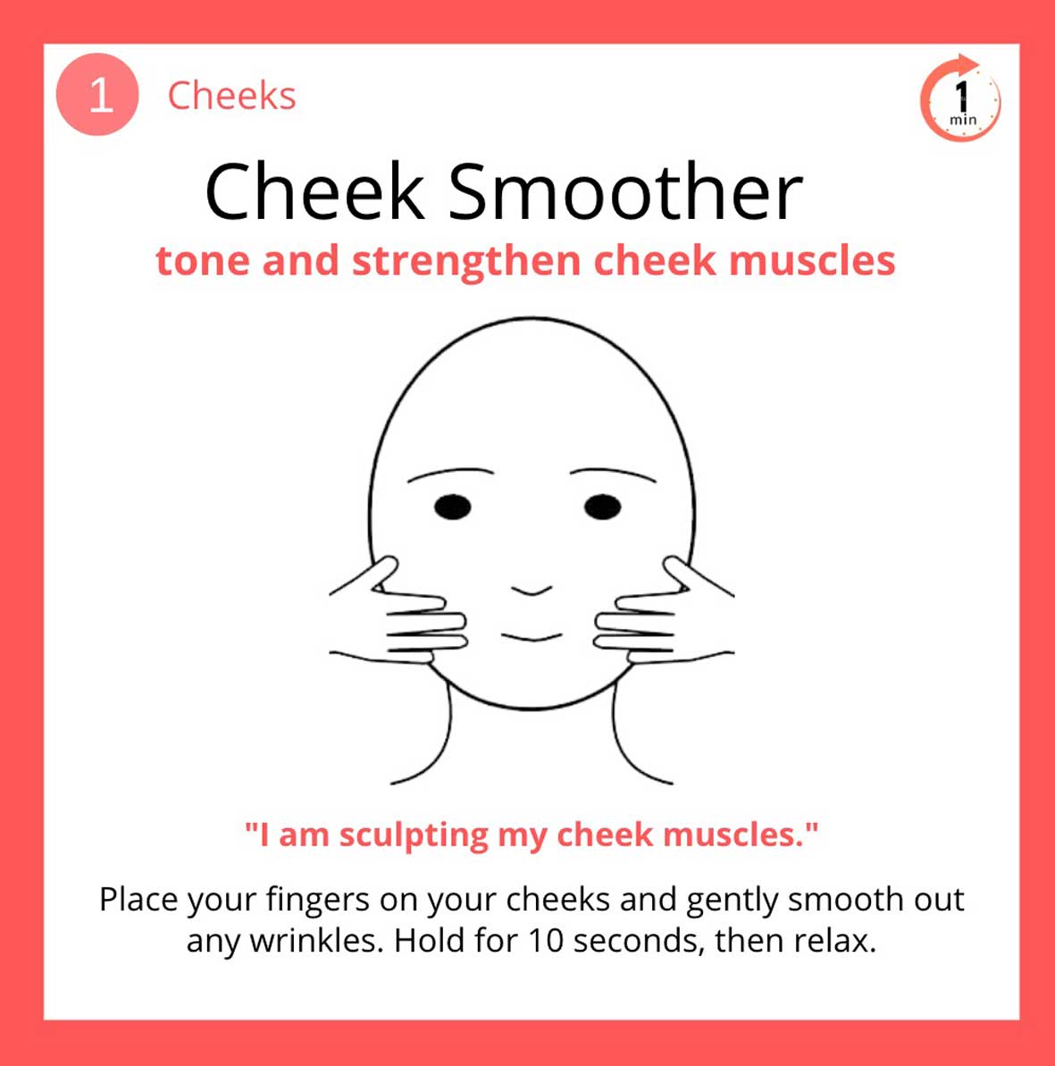 Cheek Smoother Face Yoga Exercise Card