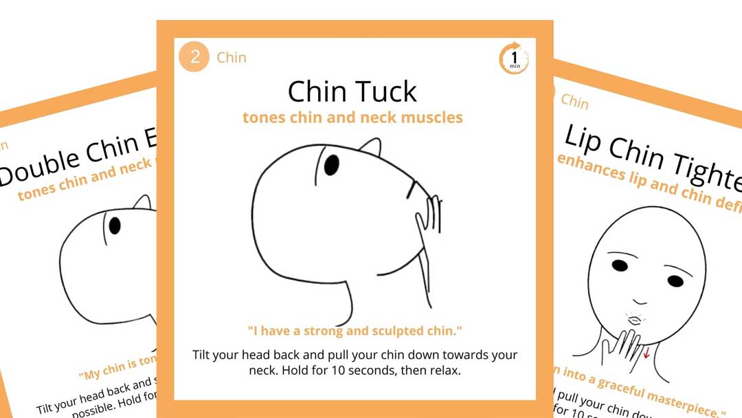 Chin Up: 3 Face Yoga Exercise Cards For Defining Your Chin