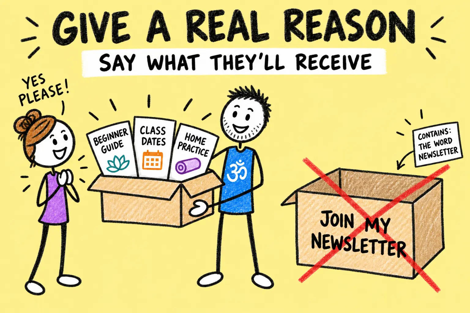 Matti offers a beginner guide, class dates and home-practice ideas instead of an empty newsletter promise.