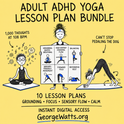 Adult ADHD Yoga Lesson Plan Bundle hand-drawn doodle