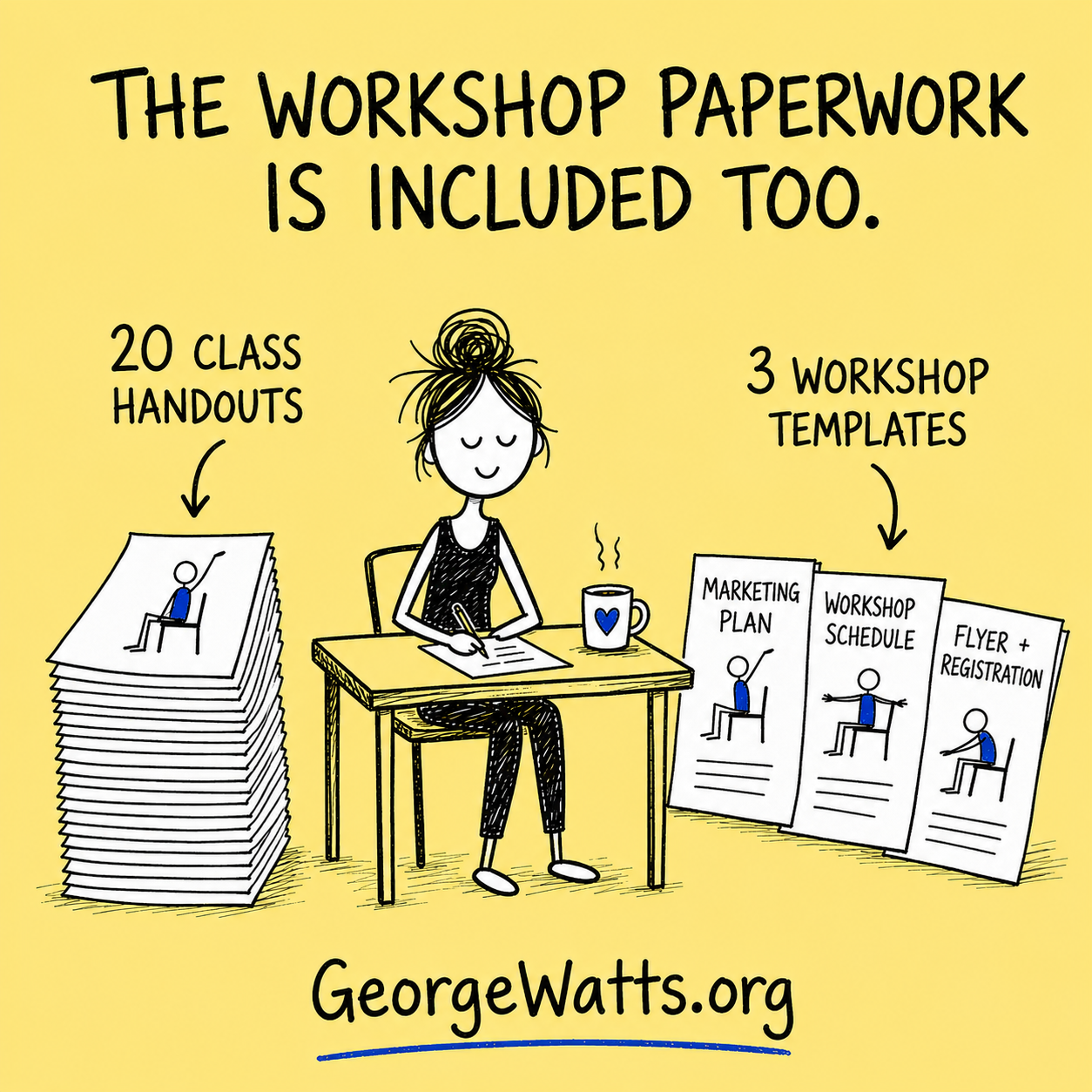 Twenty chair yoga class handouts and three chair yoga workshop templates