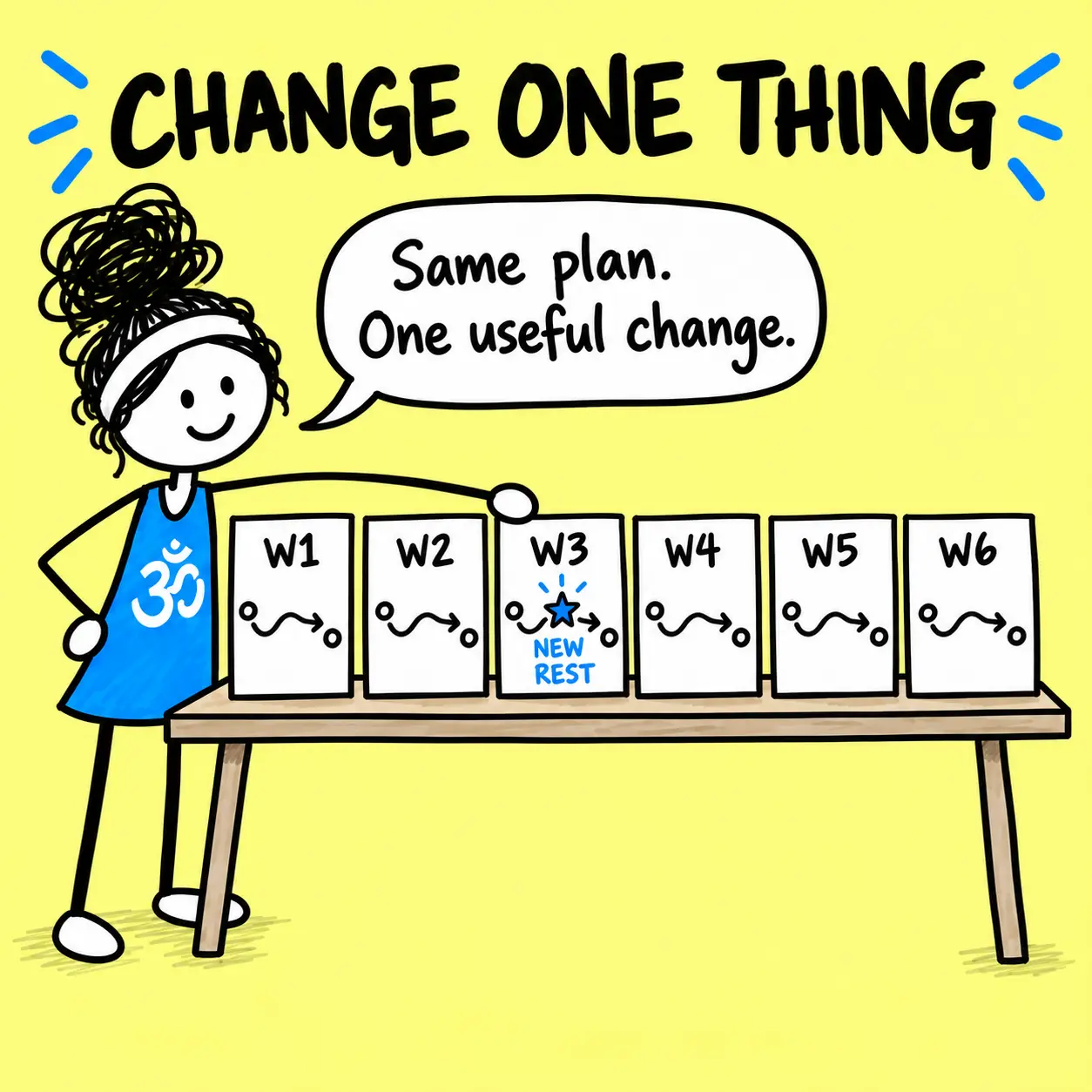 Matti compares six weekly yoga plans that keep the same route while one useful element changes.