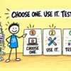 Matti chooses one marketing resource, uses it and tests the result.
