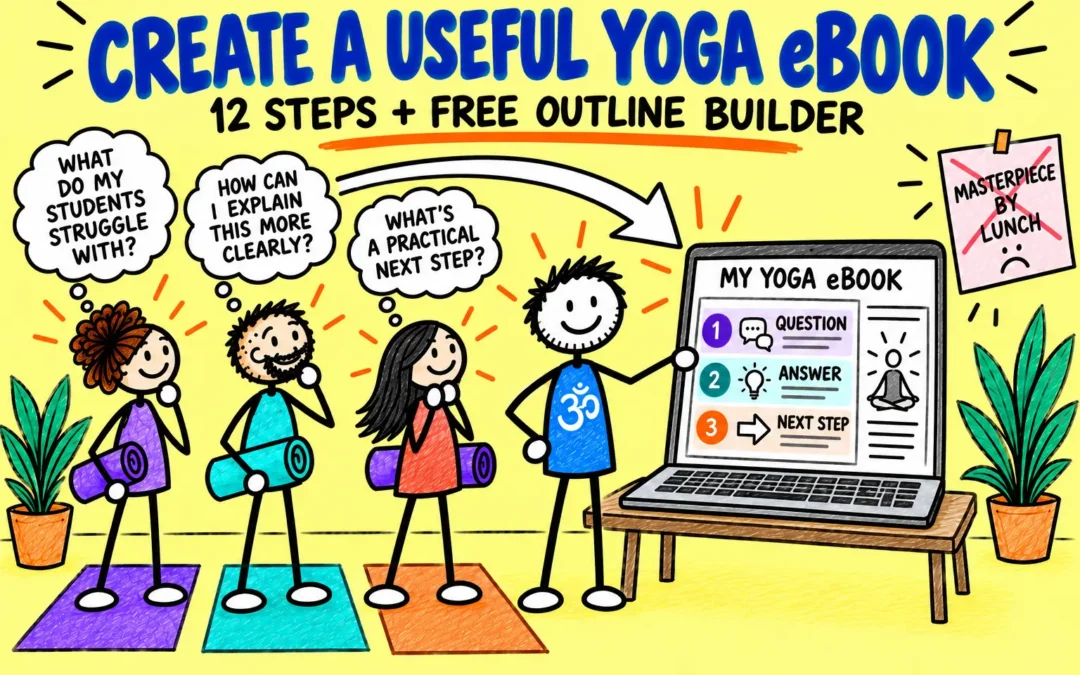 Matti helps yoga teachers turn one reader question into a useful yoga eBook with 12 practical steps and a free outline builder.