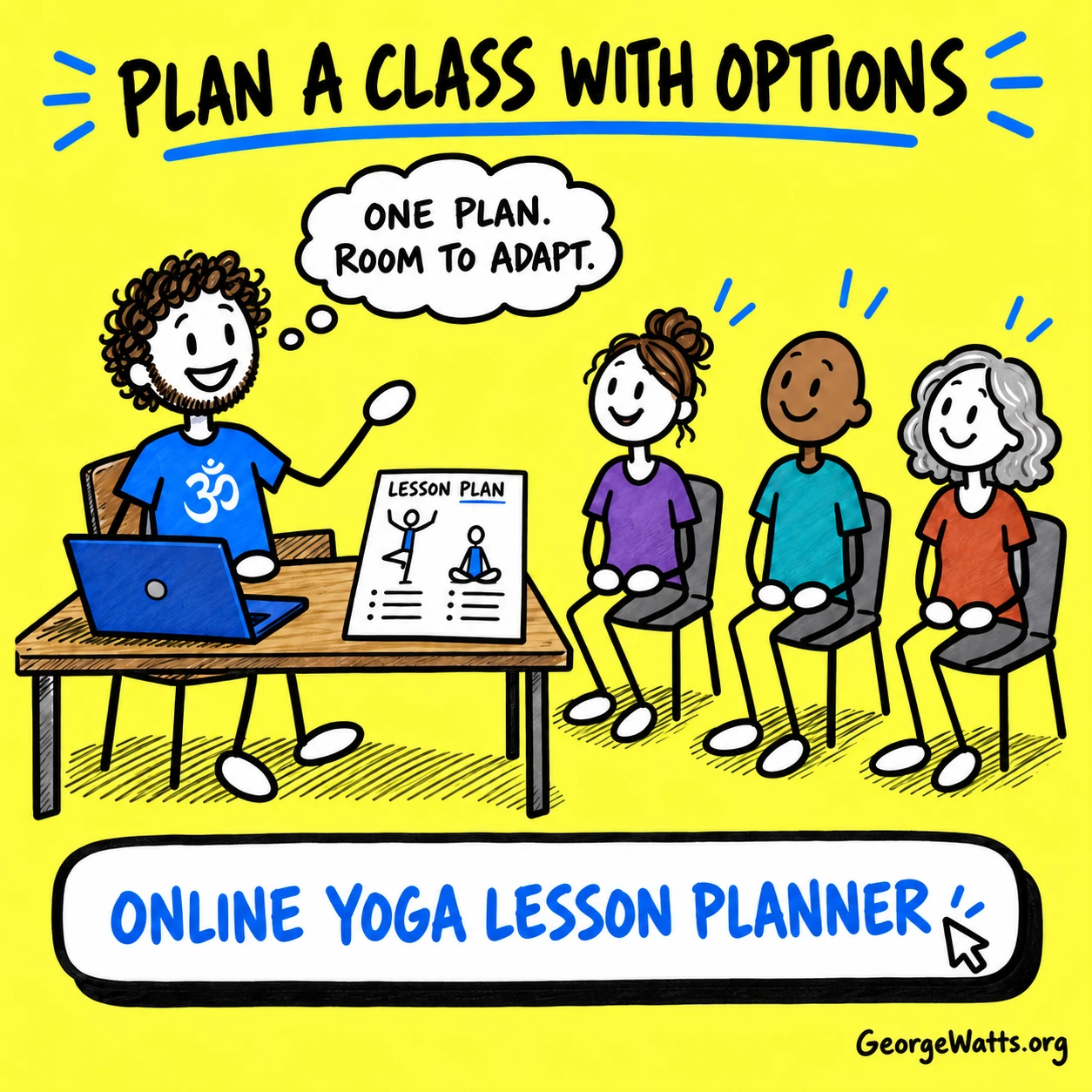 Plan a class with options — open the Online Yoga Lesson Planner.