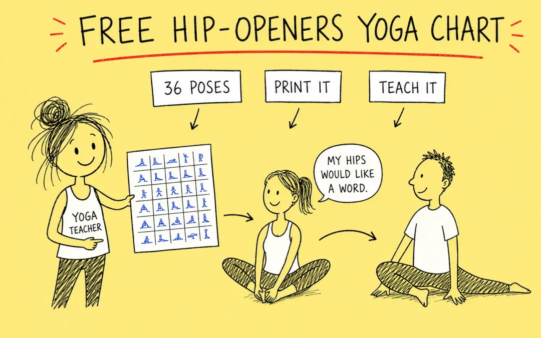 Free Hip-Openers Yoga Chart: 36 Poses