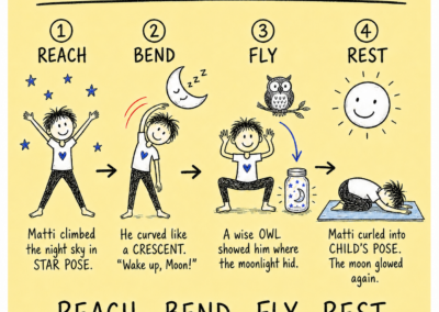 Matti and the Sleepy Moon kids yoga story card