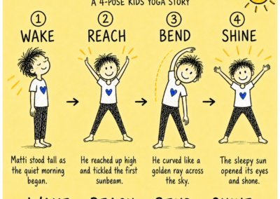 Yellow Matti Wakes the Morning Sun kids yoga story card