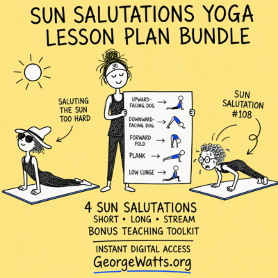 Sun Salutations Yoga Lesson Plan Bundle hand-drawn doodle