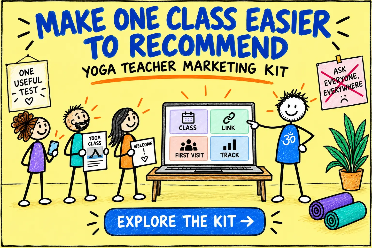 Matti uses the Yoga Teacher Marketing Kit to make one class easier to recommend, share and measure.